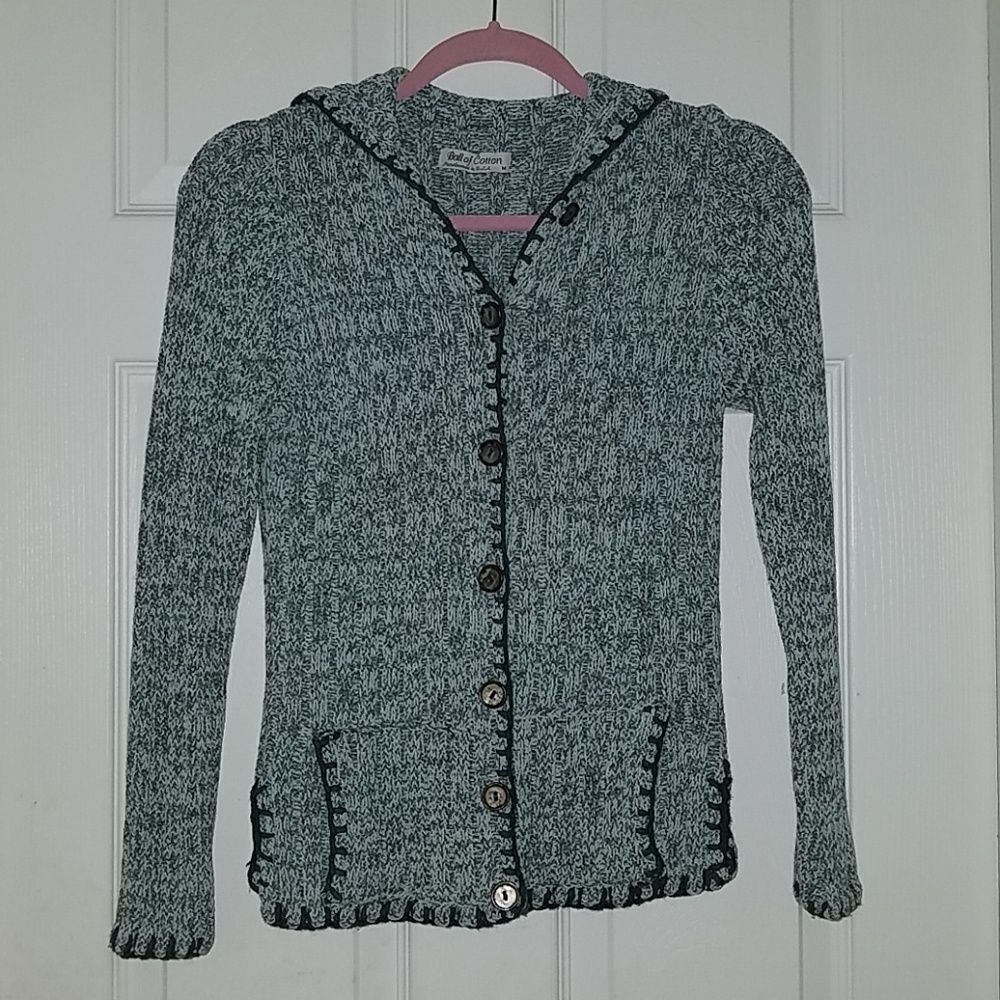 Ball of Cotton gray Marino wool blend cardigan  Sz M NWOT